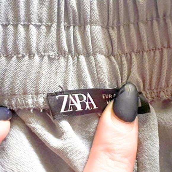 Zara Wide Leg Flowing Pull On Palazzo Pants High Waisted Womens Small Light Blue - Picture 10 of 11